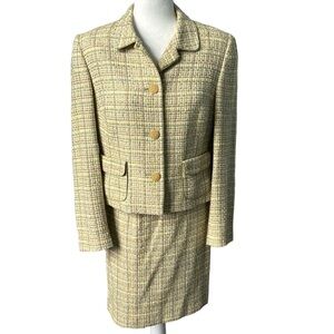 Kate Hill Tweed Blazer Jacket And Skirt Suit Set Size 12P